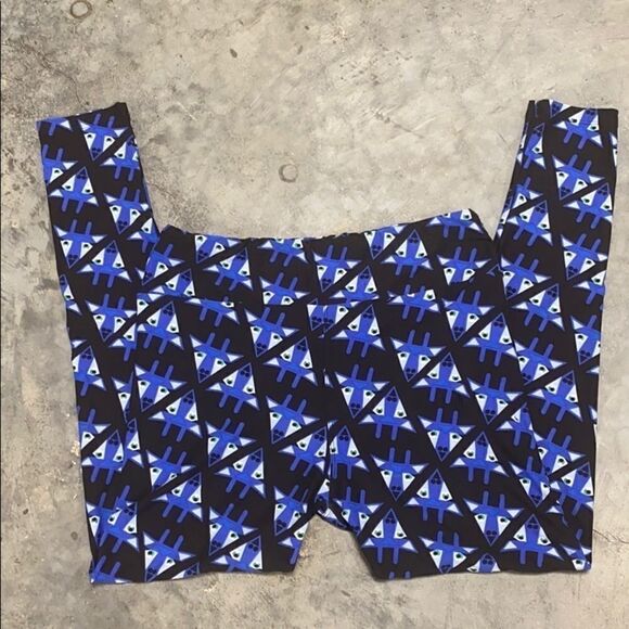 Lularoe Blue Fox leggings Black/Royal Tall/Curvy - Picture 2 of 5